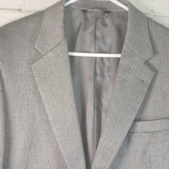 JOS A BANK GRAY BLAZER HERRINGBONE DESIGN SILK CAMEL HAIR BLEND MENS  42L EUC - Picture 4 of 11